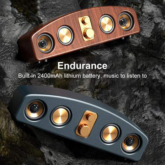 New Wireless BlueTooth Loudspeaker Box Wood Grain Retro Desktop High-power 3D Stereo Subwoofer Computer Audio Portable Sound-bar
