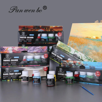 Acrylic Paint Set 6/12 Colors 25ml,Water-Proof Portable Art Rich Pigments for DlY Craft,Drawing,Painting,Canvas, Rock