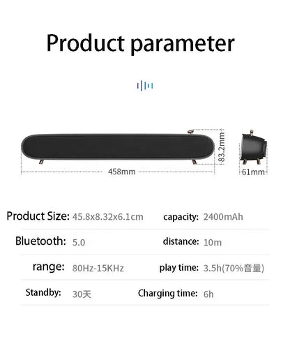 TV Soundbar Wired and Wireles Home Surround Speaker Sound Bar for PC Theater Computer Aux 3.5mm Outdoor Portable Bluetooth Audio