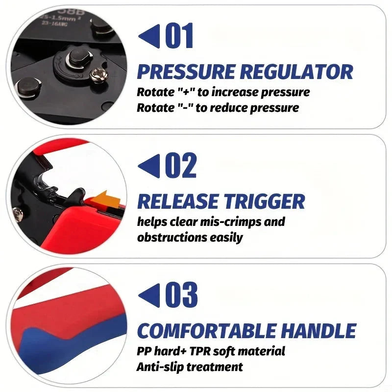 Terminals Crimp Pliers Interchangeable Dies Wire Crimper Crimping Tools Ratcheting SN-48B PH2.0 XH2.5 JST2.5 VH3.96