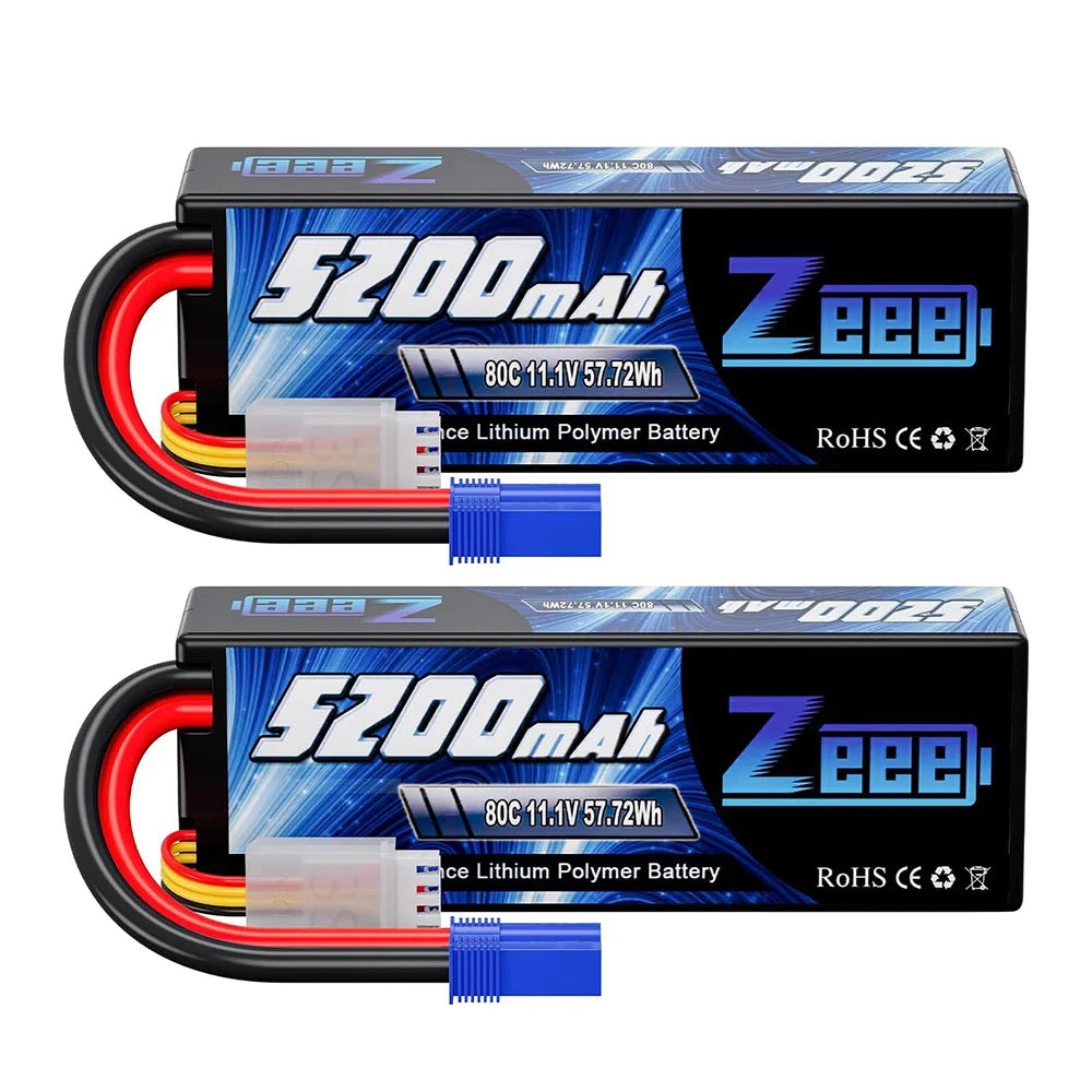 Zeee 3S LiPo RC Battery 11.1V 5200mAh 80C Hardcase w/ Plugs
