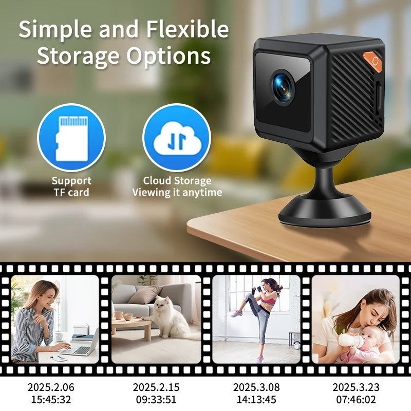 W02 Subminiature 1080P HD WiFi Security Camera - Mini Smart Home Surveillance with Night Vision & Motion Detection