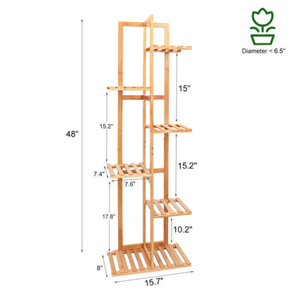 Bamboo Corner Tall Plant Stand Rack Multiple Flower Holder Shelf Indoor Outdoor