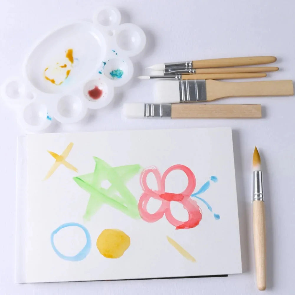 Art Paint 3/6pcs Painting Brush Set Professional Different Shape Watercolor Gouache Oil Brush Set Flat Tip Head Wooden Handle