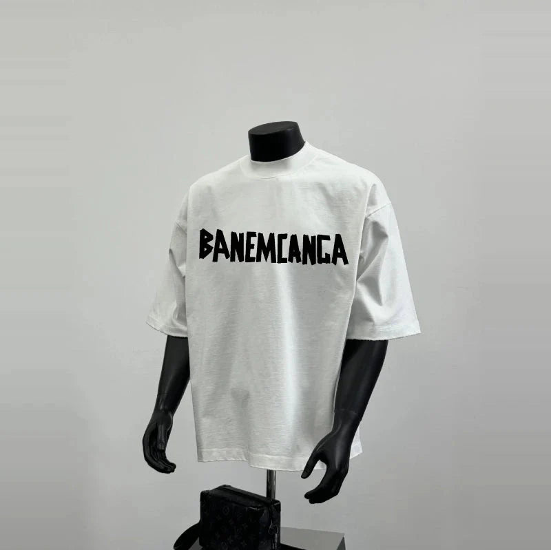 Spring/Summer 2026 Summer New Parisian Style Letter Printed Yellow Tape Heavyweight Top Short Sleeved Shirt