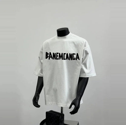 Spring/Summer 2026 Summer New Parisian Style Letter Printed Yellow Tape Heavyweight Top Short Sleeved Shirt