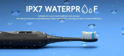 IPX7 Waterproof Sonicare Electric Toothbrush, 4-Hour Fast Charge with Intelligent Time Reminder, 4 Modes, 8 Brush Heads, Travel