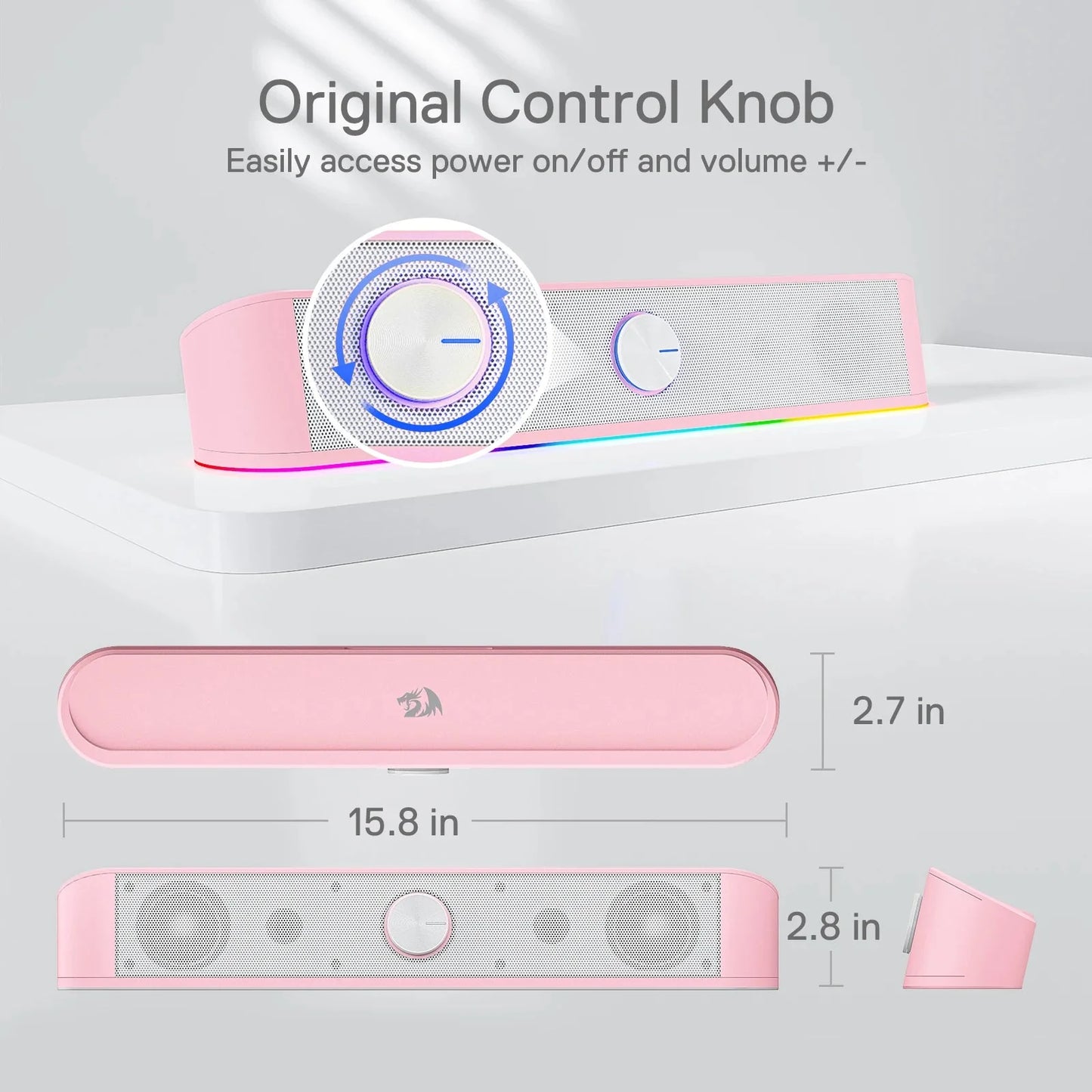 Redragon GS560 Adiemus RGB Desktop Soundbar - 2.0 Channel USB-Powered Gaming Speaker