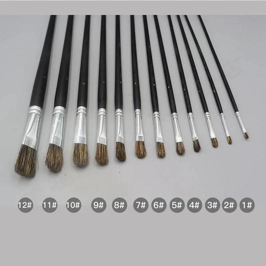 6pc new concept paintbrush wild boar mane oil painting brush water powder acrylic nail round head long black pole paintbrush set