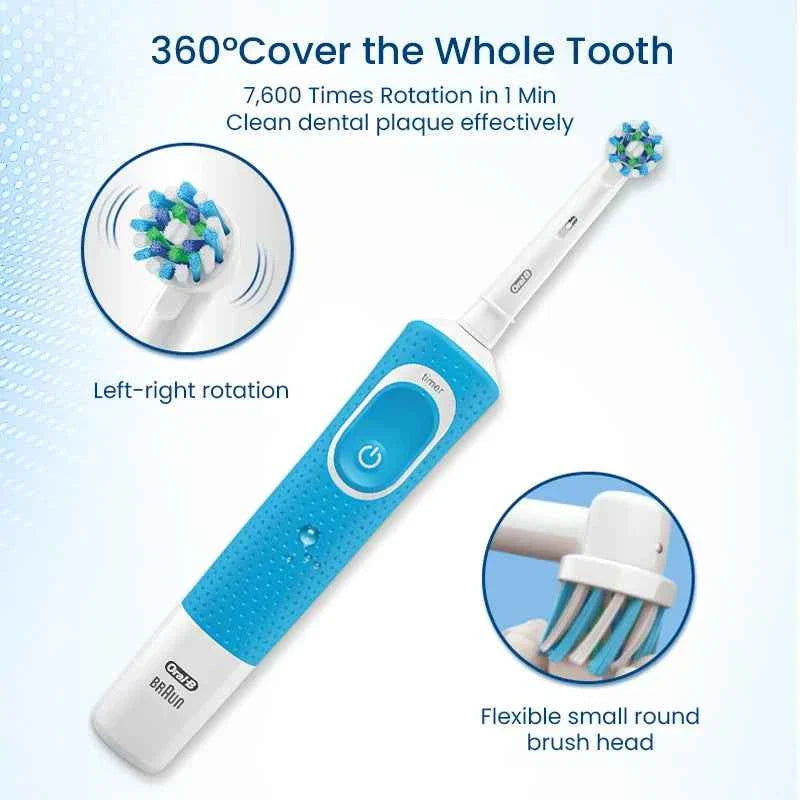 Oral B D100 2D Vitality Electric Toothbrush Timer 7600Rpm Cross Action Deep Cleaning and Whitening Teeth Tooth Brush
