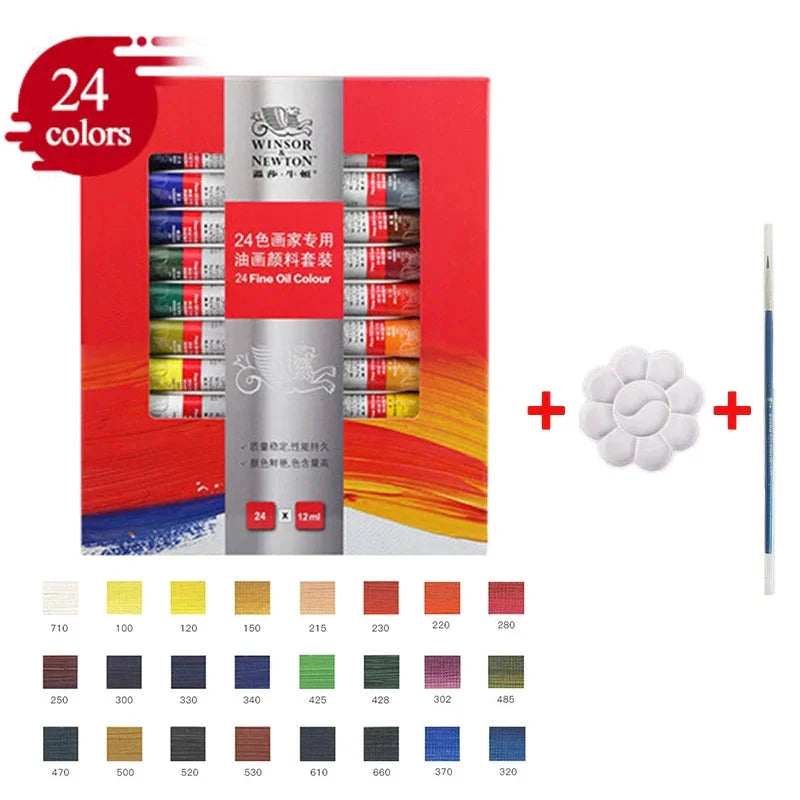Winsor & Newton 12/18/24 Colors Professional Color Oil Paints 12ml Tube Painting Pigments With Brush And Palette Art Supplies
