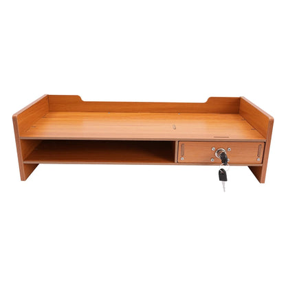 Wooden Desk Organizer W/ Drawer File Storage Desk Monitor Riser Computer Stand