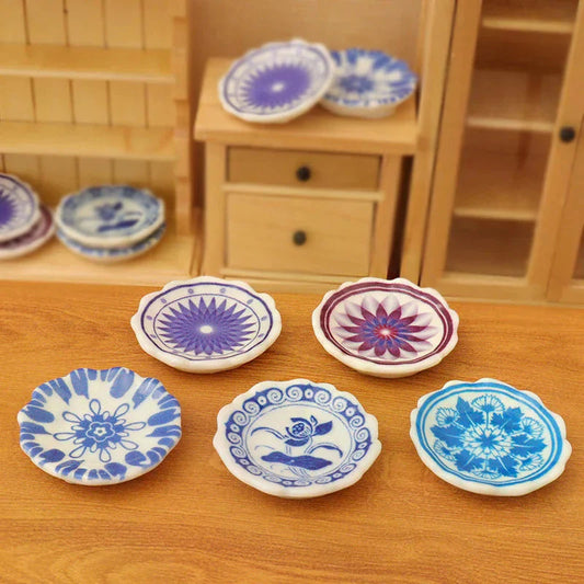 Doll Home Simulation Kitchen Tableware Accessories Dolls House Scene Decor Toy 1:12 Dollhouse Miniature Dining Plates