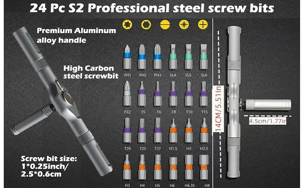 24 in 1 Magnetic Screwdriver Set DIY Multifunction Ratchet Screwdriver Multi Bits Mini Repair Tool Kit for Furniture Computer
