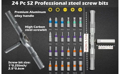 24 in 1 Magnetic Screwdriver Set DIY Multifunction Ratchet Screwdriver Multi Bits Mini Repair Tool Kit for Furniture Computer