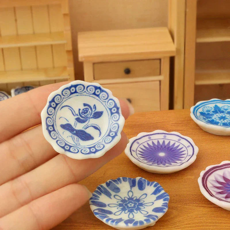 Doll Home Simulation Kitchen Tableware Accessories Dolls House Scene Decor Toy 1:12 Dollhouse Miniature Dining Plates