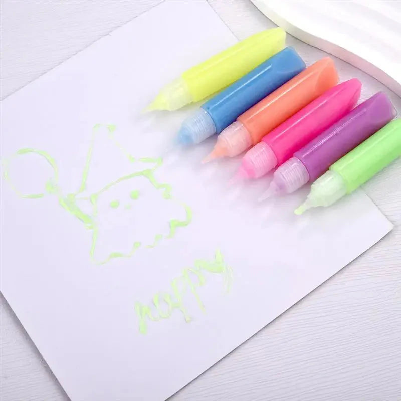 6ml Water-Based Luminous Paint Long Lasting Fluorescent Pigment Paint Glow In Dark Acrylic  Painting Water Color Artwork Party