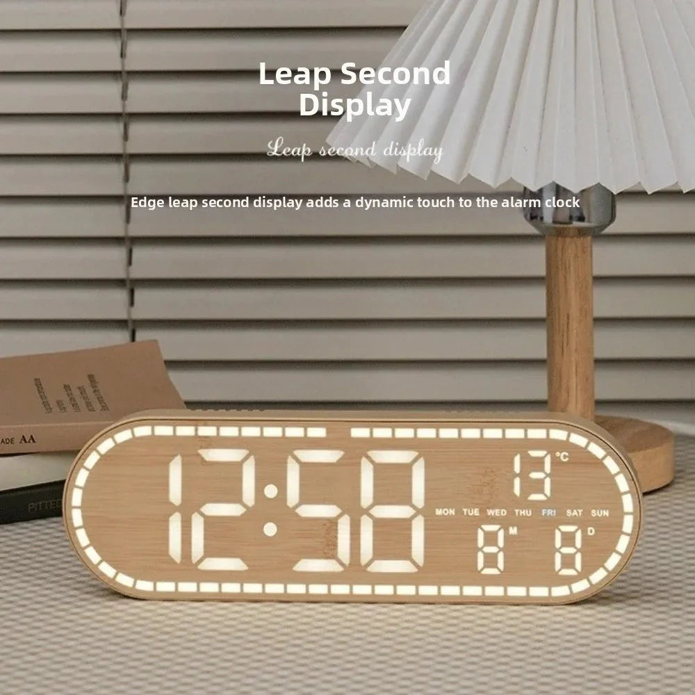 Minimalist Design Digital Wall Clock Silent Operation Nordic Style Alarm Clock Temperature Date Display Hanging Mount