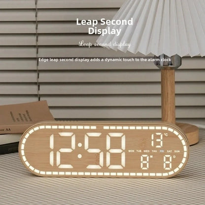 Minimalist Design Digital Wall Clock Silent Operation Nordic Style Alarm Clock Temperature Date Display Hanging Mount