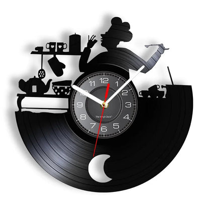 The Kitchen The Heart Of The Home Inspired Vinyl Record Clock Modern Design Vinyl Wall Watch Kitchen Decor Noiseless Timepieces