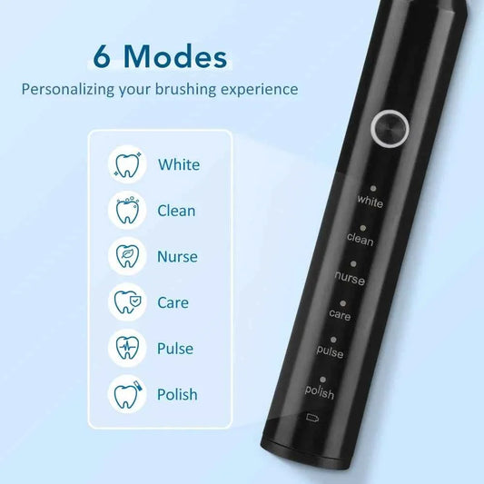 Sonic Electric Toothbrush Smart Dental Teeth Whitening Rechargeable Adult Tooth Brush With 6 Modes and 4 Brush Heads Oral Care