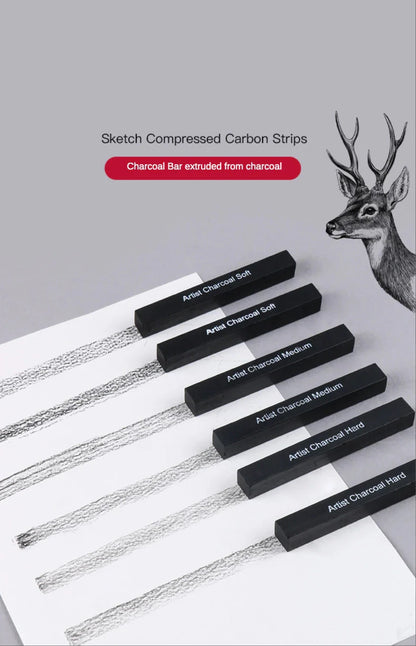 6pcs Set Square Sketch Carbon Stick Compressed Carbon Bar Drawing Carbon Pen Artist Drawing Carbon Bar Carbon Bar Art Supplies