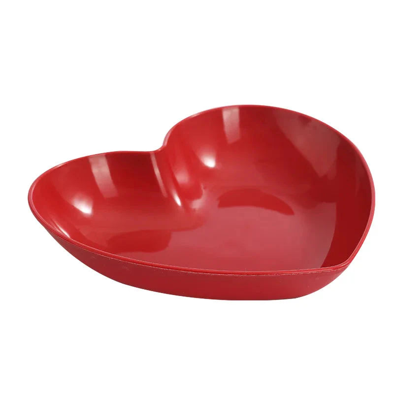 Red Heart Shaped Plates Set for Wedding and Festival Candy and Snack Serving Cake and Snack Plate Kitchen Utensils