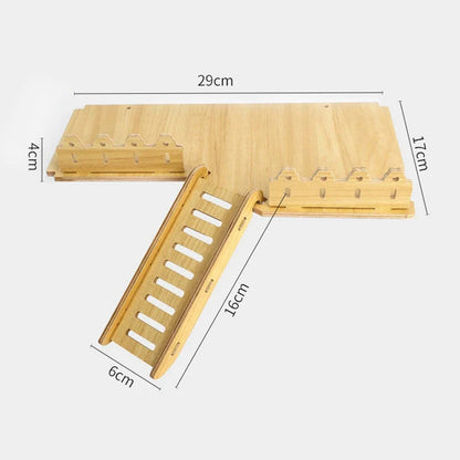 Hamster Habitat Décor Wooden Double-Layer Platform with Ladder Durable Pet Toy Accessory for Gerbil Guinea Pig and Small Animals