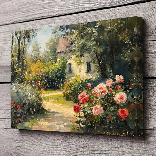 Vintage Floral Garden Canvas Wall Art - Framed Roses & Flowers Print, Perfect Home Decor & Valentine's Gift - AII397