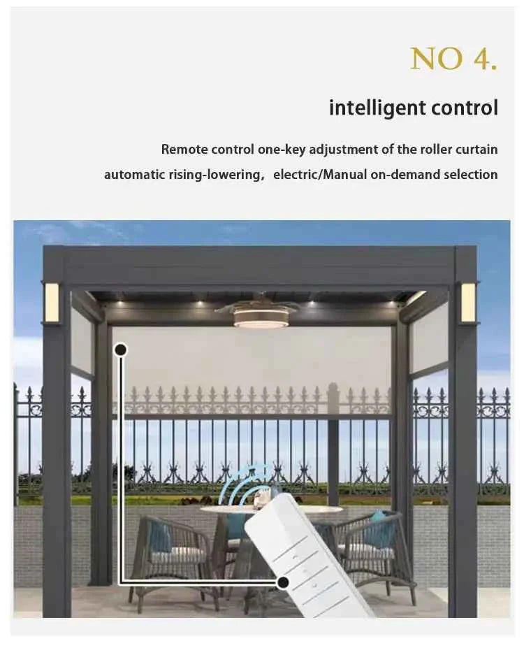 Automated Opening Waterproof Wingproof Louvered Motorized Aluminous Outdoor Living Garden Pergolas Gazebo Canopy Exterior Gazebo