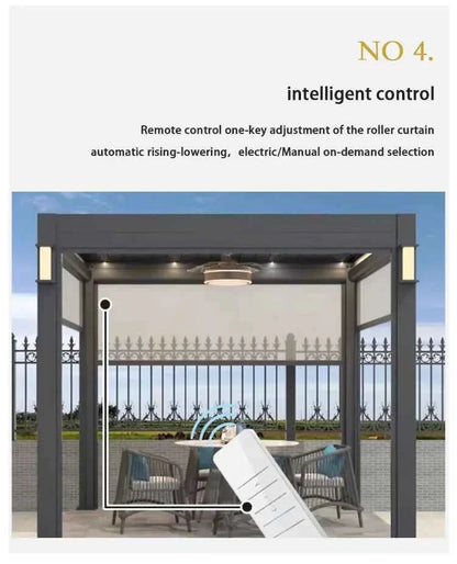 Automated Opening Waterproof Wingproof Louvered Motorized Aluminous Outdoor Living Garden Pergolas Gazebo Canopy Exterior Gazebo