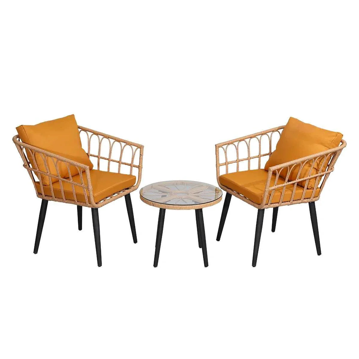 4-Piece Rattan Outdoor Furniture Set - Modern Wicker Sofa & Table for Garden & Patio
