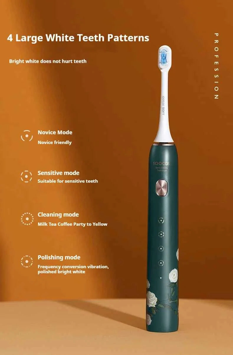 SOOCAS X3S White Rose Adult Smart Sonic Electric Toothbrush IPX7 Waterproof Ultrasonic Tooth Brush Upgraded 180 days life