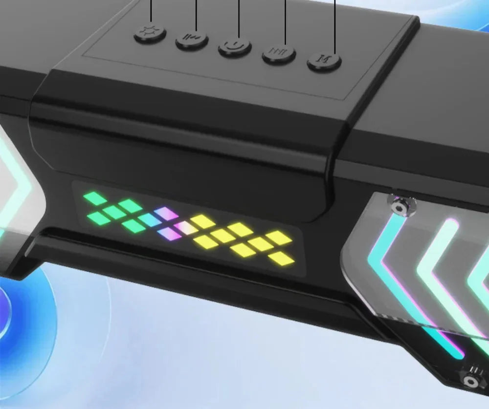Desktop Wired Bluetooth Soundbar Computer Speaker HIFI Stereo Soundbox with Dynamic RGB Light Effect Double Bass Diaphragm