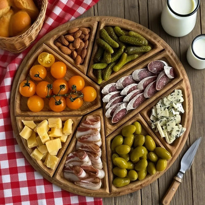 wood fruit plate Food Tray Divided Puzzle Serving Tray wooden Fruit Dessert tray multi-size food tray snack plate