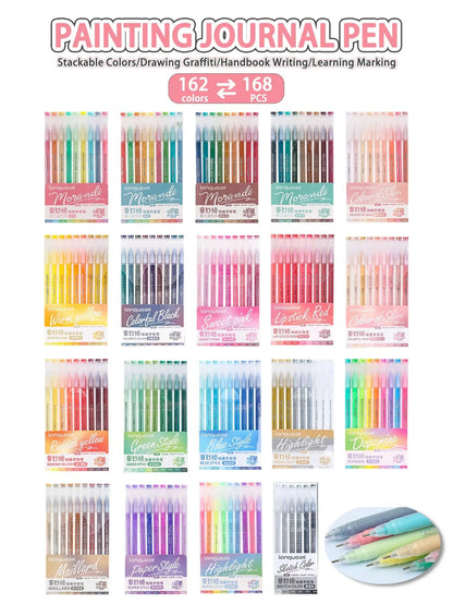 Languo 27-207 Colors Of One Set Drawing Handbook Pens Student DIY Graffiti Multi-Color Gel Pen Writing Marker Stationery