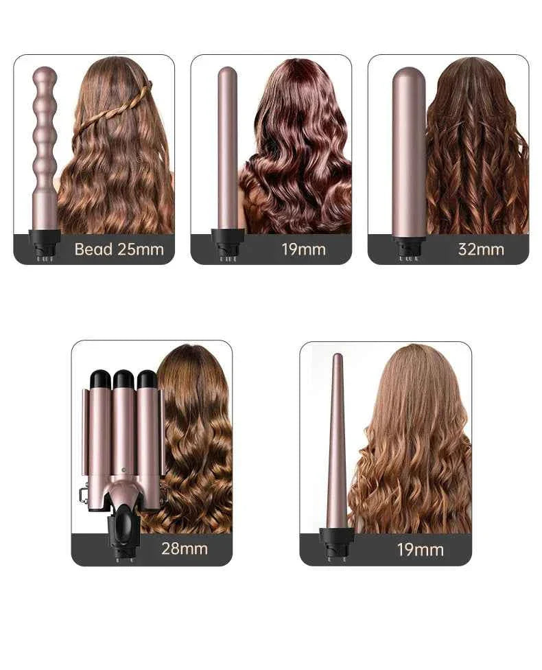 IN STOCK 5-in-1 Tube Changing Curling Iron Straight Curling Dual-purpose 32mm Large Wave Household Multi-function Curling Iron