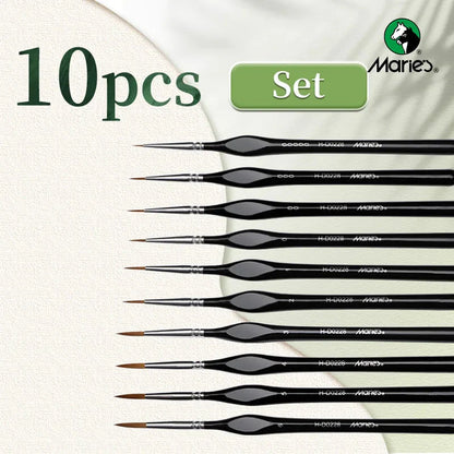 10pcs Marie's Miniature Model Synthetic Paintbrushes Kit,Micro Detail Brush Set for Acrylic,Oil,Watercolor,Paint by Number