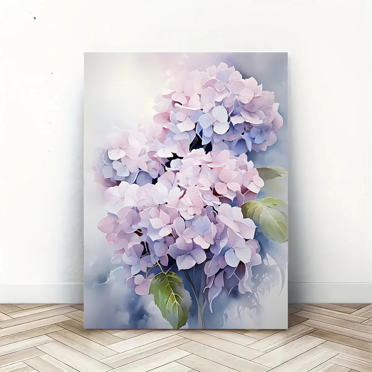 Hydrangea Floral Canvas Wall Art - Framed 11.8x15.7in Decor for Living Room, Bedroom, Kitchen, Office, Great Gift Idea
