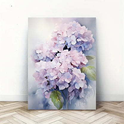 Hydrangea Floral Canvas Wall Art - Framed 11.8x15.7in Decor for Living Room, Bedroom, Kitchen, Office, Great Gift Idea
