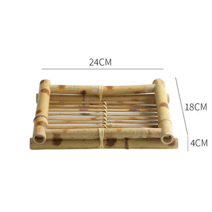 Bamboo Woven Trays Thai & Japanese Restaurant Serving Plates for Snacks, Desserts, Fried Food Eco-Friendly Service Set