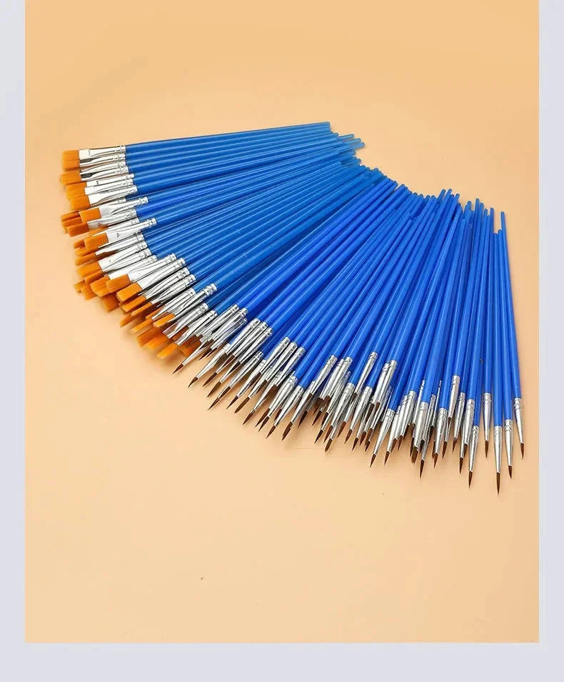 10/20/50Pcs Painting Brushes Set Art Round / Flat Brushs Nylon Hair Paint Brushes Pen for Oil Acrylic Watercolor Art Supplies