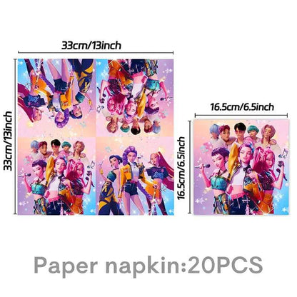 K-Pop Demon Hunters Birthday Decorations Girls Birthday Party Tableware Balloons Set Cup Plates Girls Favor Kpop Warriors Supply