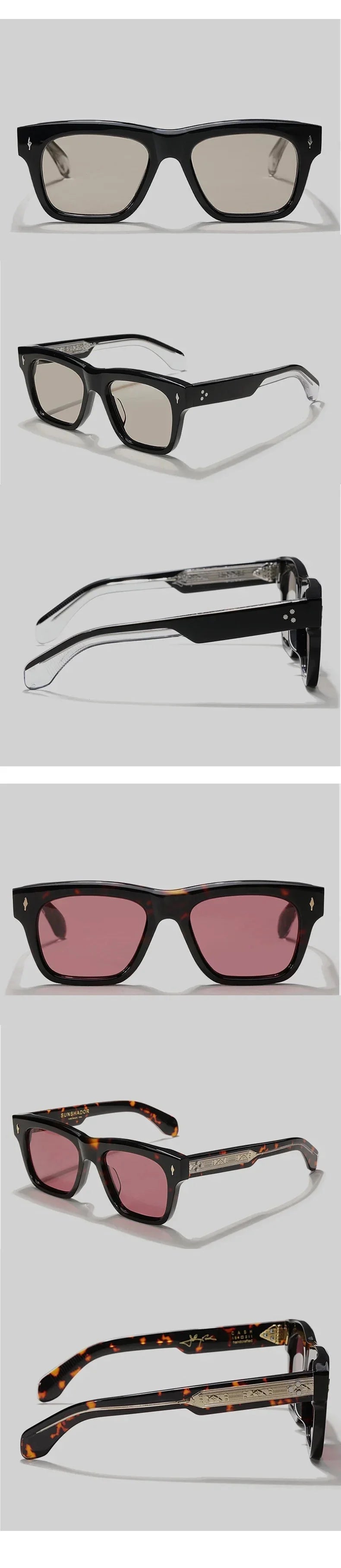 Sunglasses for Men Women Top-quality Handmade Square Acetate SCASH Luxury Brand Designer Outdoor Sports UV400 Trendy SUN GLASSES