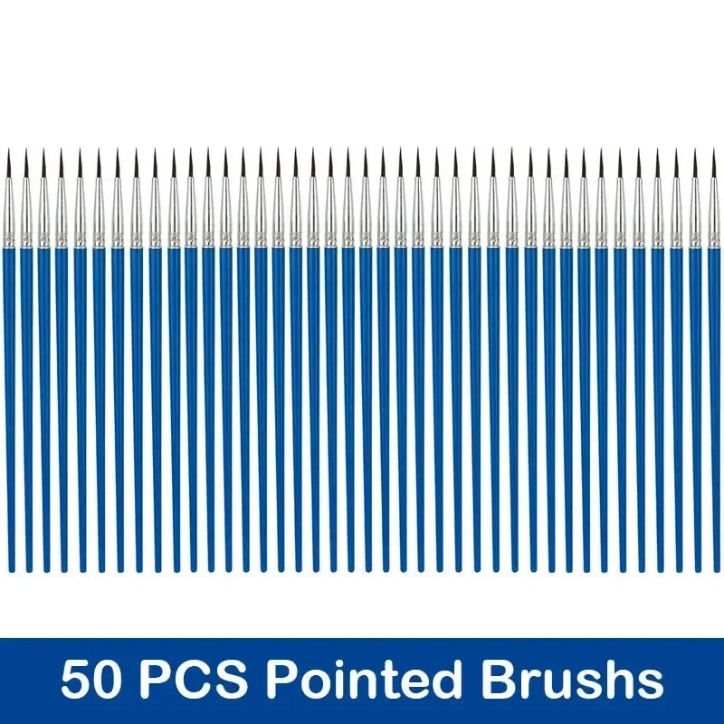 10/20/50Pcs Painting Brushes Set Art Round / Flat Brushs Nylon Hair Paint Brushes Pen for Oil Acrylic Watercolor Art Supplies