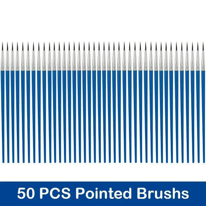 10/20/50Pcs Painting Brushes Set Art Round / Flat Brushs Nylon Hair Paint Brushes Pen for Oil Acrylic Watercolor Art Supplies