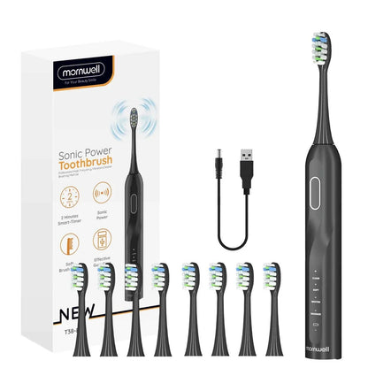 IPX7 Waterproof Sonicare Electric Toothbrush, 4-Hour Fast Charge with Intelligent Time Reminder, 4 Modes, 8 Brush Heads, Travel