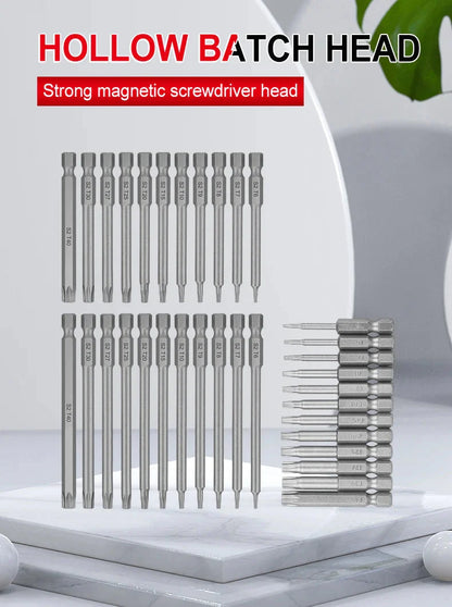 50-75-100mm Hollow Plum Blossom Extended S2 Bit Hexagon Handle Screwdriver Bit Screwdriver Tool Set