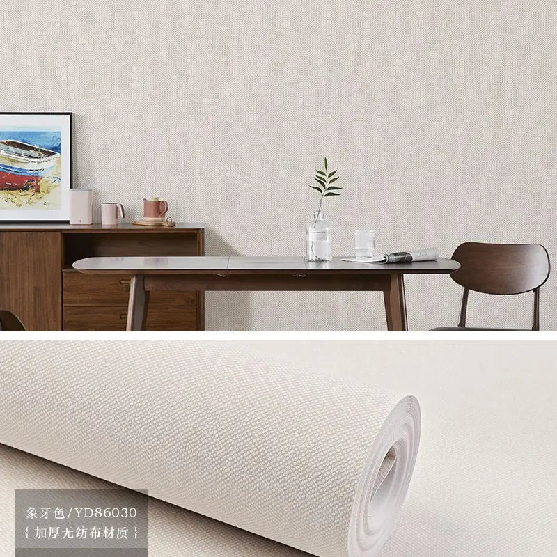 Modern Nordic Linen Textured Wallpaper – Eco-Friendly Non-Woven Solid Color Wall Covering
