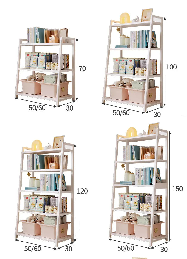 Household Multi-layer Wrought Iron Shelves Ins Wind Simple Floor Storage Display Cabinet Trapezoidal Shelf Bookshelf